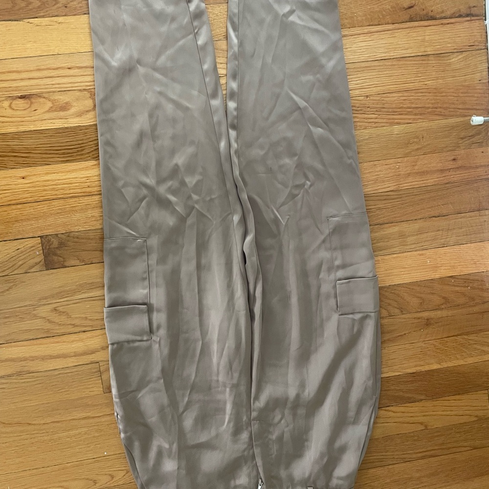 Sleek Satin Pants in Taupe